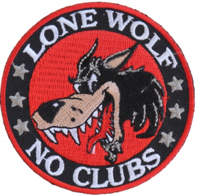 Lone Wolf No Clubs Biker Patch